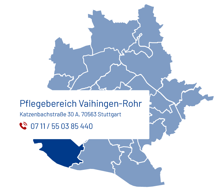 Pflegebereich Vaihingen-Rohr Standortkarte der Diakoniestation Vaihingen-Rohr. Kontaktdaten siehe unten auf der Seite.